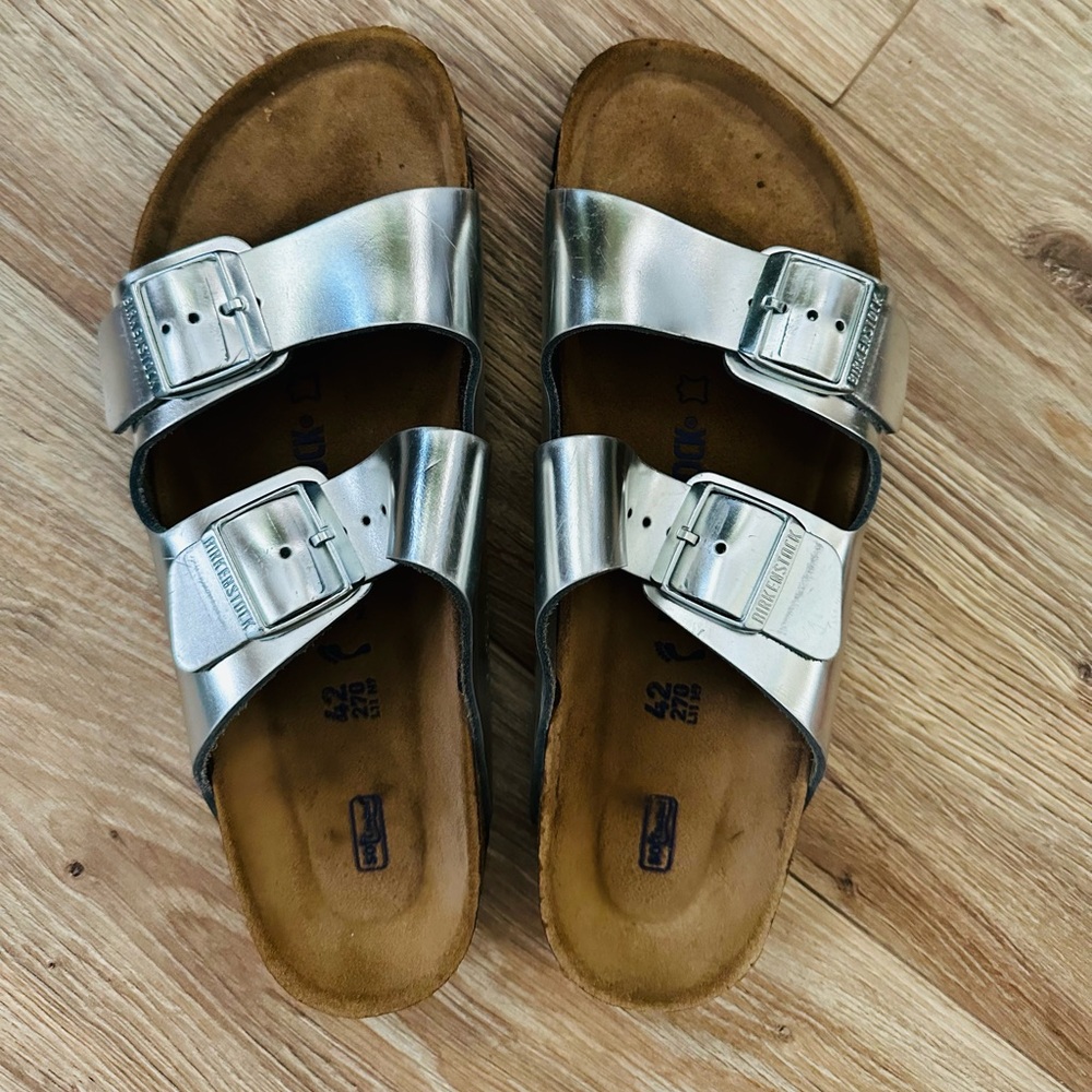Birkenstock Metallic Silver Sandals